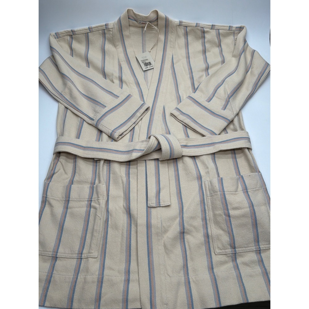 Faherty Palm Springs Robe Womens XS Cayucos Stripe Cotton Linen WOU2103 NEW